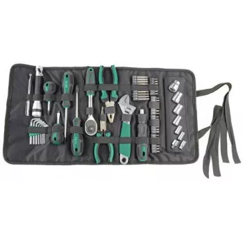 Brüder Mannesmann M21170 65-Piece Tool Set in Textile Bag, Chrome Vanadium Steel, Black/Green