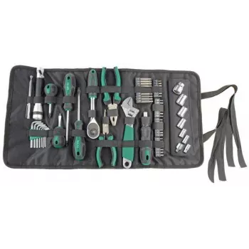Brüder Mannesmann M21170 65-Piece Tool Set in Textile Bag, Chrome Vanadium Steel, Black/Green