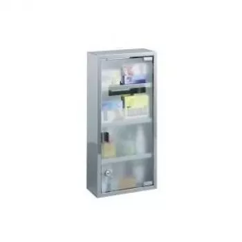 ZELLER Medicine Cabinet 57x27x12 cm Stainless Steel, Lockable, 2 Shelves, Wall-Mounted (99193)