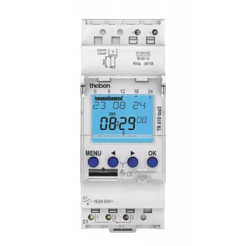 THEBEN TR 610 top3 12-24V Digital Weekly Timer, 1 Channel, DIN Rail, 16 A 6104130