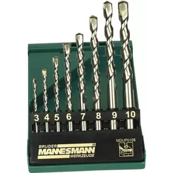 Brüder Mannesmann M54309 Masonry Drill Bit Set, 5 Pieces, 4-10 mm, Carbide-Tipped, DIN 8039