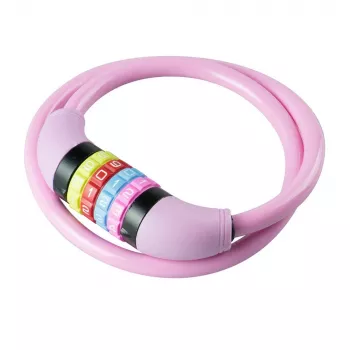 BURG WÄCHTER Bicycle Cable Lock 210 C 65 GIRLS, Old Pink, 650 mm Steel Cable, 4-Digit Combination, for Children 39590