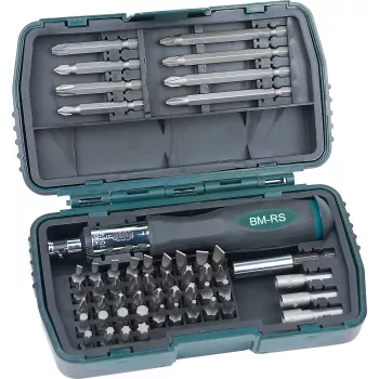 BRÜDER MANNESMANN GREEN LINE 53-Piece Bit and Socket Set in Plastic Box, S2 Steel Bits, CrV Sockets, 1/4 inch Drive M29853
