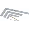 Brüder Mannesmann M81210 5-Piece try square set with scribing needle, hardened steel, metric, 100 mm ruler, 0-180° protractor, 45° mitre square, centre square, plastic case 0418002