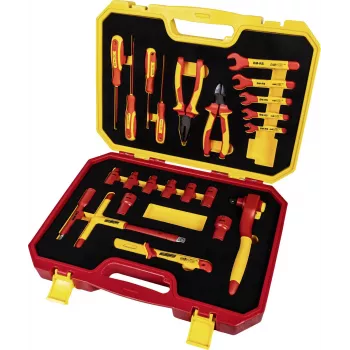 BRÜDER MANNESMANN VDE Insulated Tool Set, 24-Piece, in Case, Tested to DIN EN 60900:2012, Up to 1000 V AC - 1 Piece (11212)