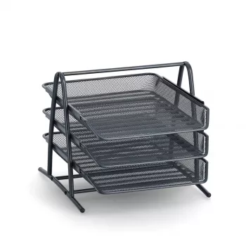 ZELLER MESHLINE 3-Tier Letter Tray Anthracite 17731