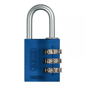ABUS 145/30 Aluminium Combination Padlock, 3-Digit, Blue