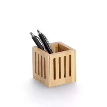 Zeller Bamboo Pen Holder Brown 8x8x8 cm 15201