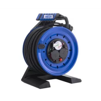 HEDI K7A50GTF 50m All-Plastic Cable Reel with 4 Schuko Sockets, IP44, Thermal Cut-out, H07RN-F 3G1.5