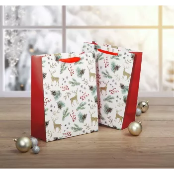 SIGEL GT121 Christmas gift bags, watercolour motifs, large, 26 x 33 x 12 cm, 5-piece set