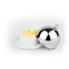 APS Butter Dish, Porcelain Bowl with Stainless Steel 18/8 Lid, 180 x 130 x 70 mm, White/Silver, 1 Piece 15921