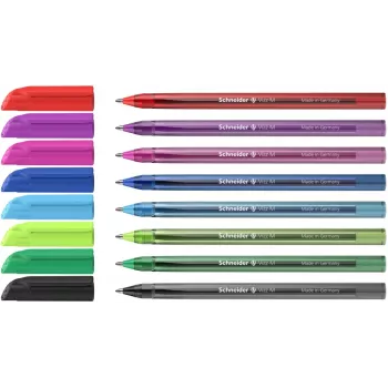 Schneider Vizz M Ballpoint Pen Set with 8 Different Colours, Medium 0.5 mm, Rubberised Grip, Viscoglide Technology 102298