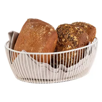 APS SVART Oval Bread and Fruit Bowl, White, 240 x 190 x 80 mm, Metal, Not Dishwasher-Safe 30428