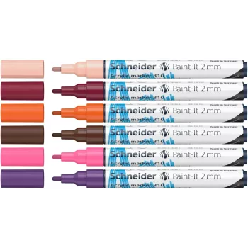 Schneider Paint-It 310 V3 Acrylic Marker Set, Various Colours, 2.0 mm, 6 Pieces 120197