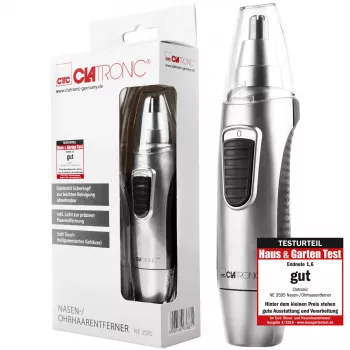 Clatronic NE 3595 Nose and Ear Hair Trimmer with Precision Light, Removable Stainless Steel Cutting Head (263687)