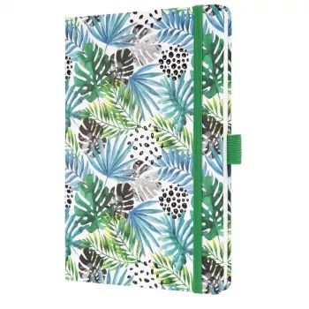 SIGEL Jolie 2027 Weekly Planner A5 Green Jungle Fever Softcover with Elastic Band, Pen Loop, 2 Ribbon Markers 7J355