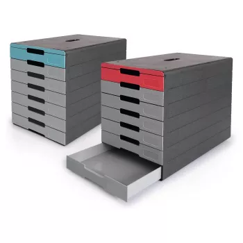 DURABLE IDEALBOX PLUS Drawer Box, 7 Drawers, DIN A4, Grey/Blue, Polystyrene 776306