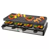 Clatronic RG 3757 Raclette Grill, Rectangular, Ribbed Grill Plate 42x21 cm, 8 Raclette Pans, 1400 W, Stainless Steel/Plastic 263946
