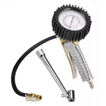 Einhell 4133110 Analogue Tyre Pressure Gauge with Manometer, 0-10 bar / 0-145 psi, Release Valve
