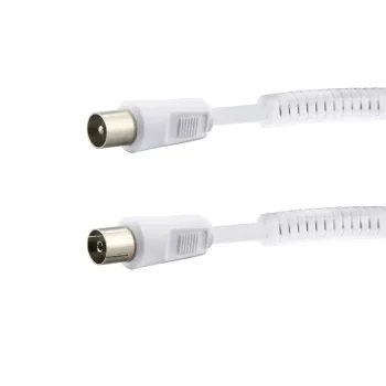 E+P AB101 White Coaxial Antenna Cable 1.5m IEC Plug to Socket 75dB Shielding