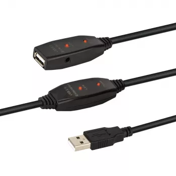 E+P CC508/25 USB 2.0 Active Repeater Cable, 25 m, USB-A Plug to USB-A Socket, Black