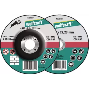 Wolfcraft 1623300 Depressed Centre Cutting Disc 125 mm x 22.23 mm x 1.2 mm, 5-Pack