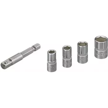 Wolfcraft 2413000 5-Piece Hex Socket Set, 1/4 inch Drive, Chrome Vanadium Steel