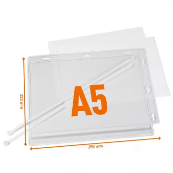 DURABLE Waterproof A5 Poster Pockets with Cable Ties, 5-Pack (505919)