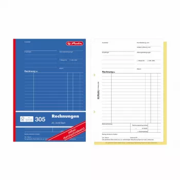 Herlitz Invoice Form Books A5 2-Part Self-Copying, Pack of 4 300003799