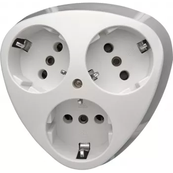 HEINRICH KOPP Surface-Mounted Schuko Socket Outlet, 3-Way, Arctic White 100502000