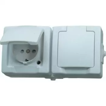 HEINRICH KOPP Schuko Socket Outlet with Hinged Lid, Surface-Mounted, IP44, Grey 137002003