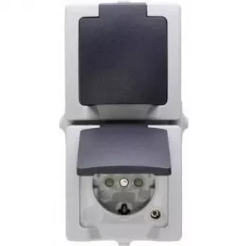 HEINRICH KOPP Schuko Socket with Hinged Lid Nautic Grey 136956008