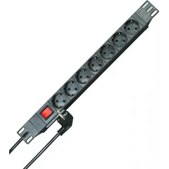 HEINRICH KOPP 19 inch 1U Rack Power Strip 7-Way Schuko Black 2m Cable 16A 930705011