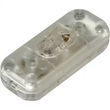 HEINRICH KOPP Inline Cable Switch with Strain Relief, Transparent, 1-pole ON/OFF, 2 A, 250 V 191310089
