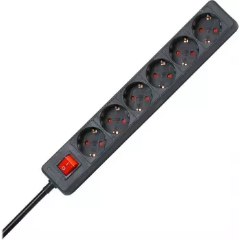 HEINRICH KOPP 6-Way Power Strip, 1.4 m, Black 120915006