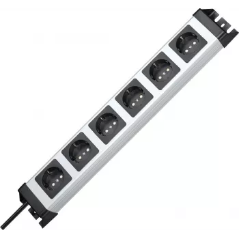 HEINRICH KOPP POWERversal 6-Way Schuko Power Strip, Grey/Black, 1.4 m Cable 226720018