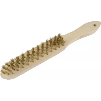 Brüder Mannesmann Brass Wire Brush, 4-Row, 135 mm, Wooden Handle