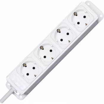 HEINRICH KOPP 4-Way Schuko Power Strip White, without Switch, 1.4 m Cable 127102016