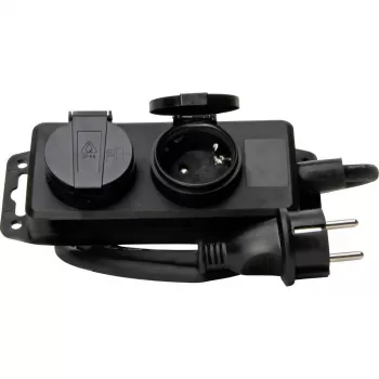 HEINRICH KOPP 2-Way Schuko Power Strip, No Switch, Black, 1.5 m 223002043