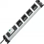 HEINRICH KOPP 4-gang power strip without switch, grey/black, 1.5 m 228120012