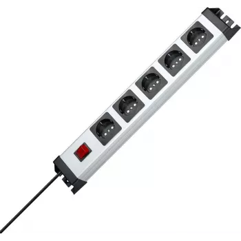 HEINRICH KOPP 5-gang power strip with switch, grey/black, 1.4 m cable 226620015