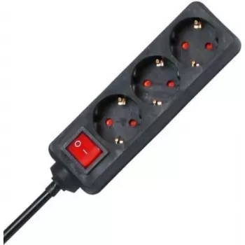 HEINRICH KOPP 129715009 indoor extension cable, 3 Schuko sockets, 1.4 m, black/red