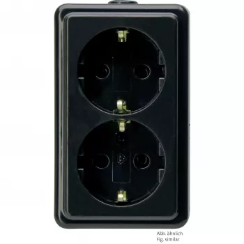 Heinrich Kopp 120105005 2-Way power strip, rewireable, without cable, black