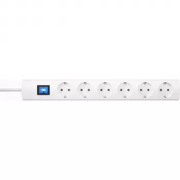 HEINRICH KOPP 232802005 Indoor Power Strip with 6 Schuko Outlets, 1.4 m Cable, White