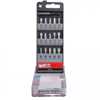 kwb 107420 16-Piece screwdriver bit set with holding function, 25 mm, 1/4 inch hex
