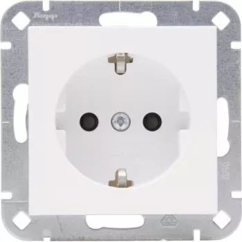 HEINRICH KOPP HK07 Schuko Socket, Flush-Mounted, 1-Gang, Pure White, Increased Contact Protection 940032008