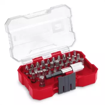 Einhell 32-Piece Screwdriver Bit Set with Magnetic Bit Holder, S2 Steel, PH/PZ/Slotted/Torx/Hex, 1/4 inch Hex Shank 118693