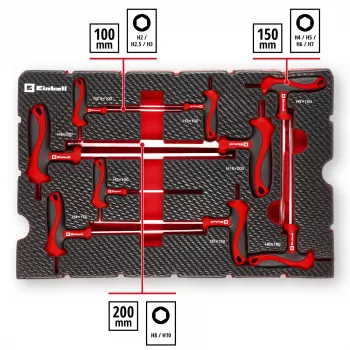 Einhell 370526 9-Piece Case Insert Set for E-Case, Red/Black