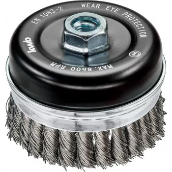 KWB AGGRESSO-FLEX® cup brush, braided, crimped HSS steel wire, 75 mm, M14 thread, for angle grinders, 1 piece (719226)