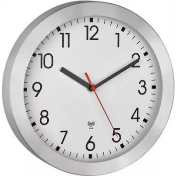TFA Dostmann 60.3546.02 Radio-Controlled Wall Clock 25 cm Brushed Aluminium